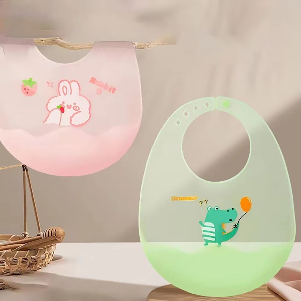 Baby Food Apron - Cartoon Waterproof Baby Bibs Soft Silicone