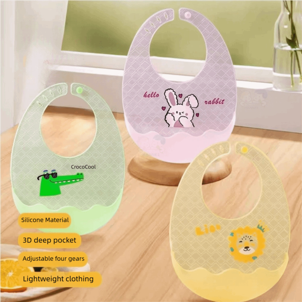 Baby Food Apron - Cute Waterproof Baby Bibs Silicone Soft