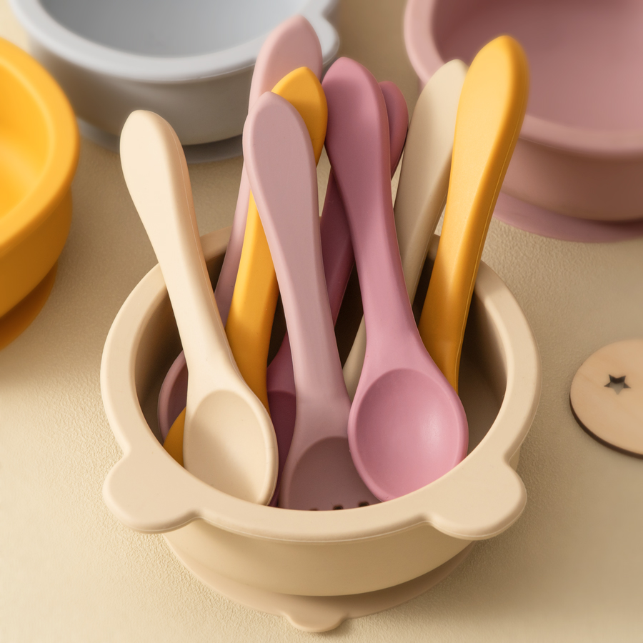 Baby Food Utensils Set - 2PCS/Set Silicone Baby Utensils Food Grade