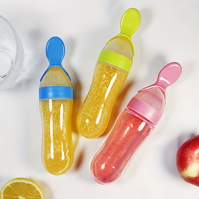 Baby Food Utensil - Baby Feeding Silicone Bottle with Spoon,