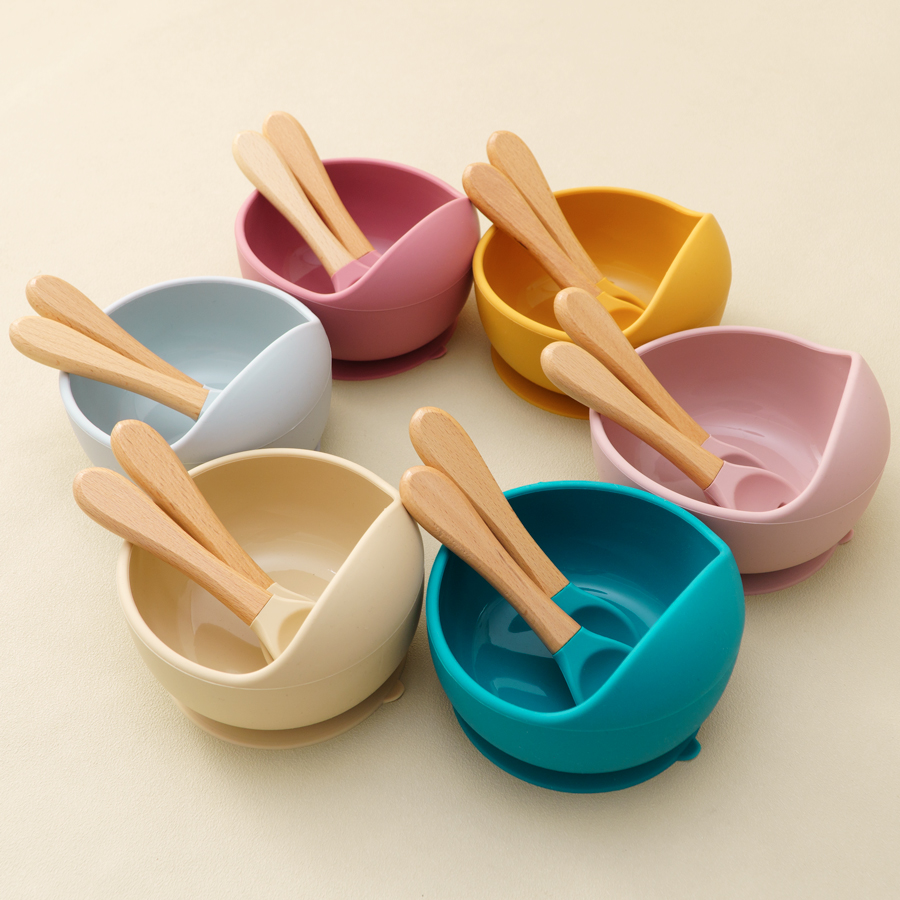Plate Suction Toddler - Mamaplan 3PCS Baby Silicone Feeding Set