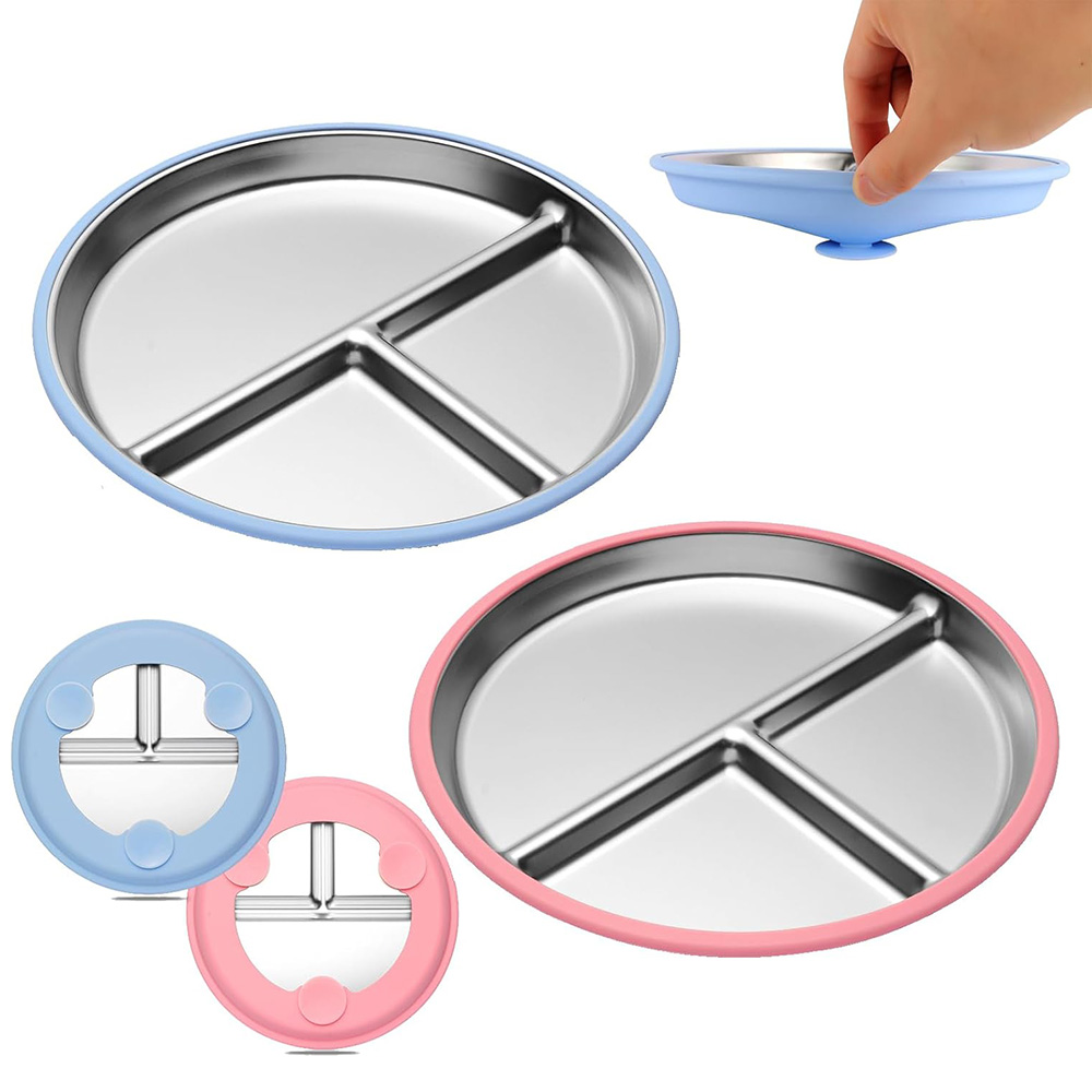 Plate Suction Toddler - 9 Inch Stainless Steel Toddler Plate