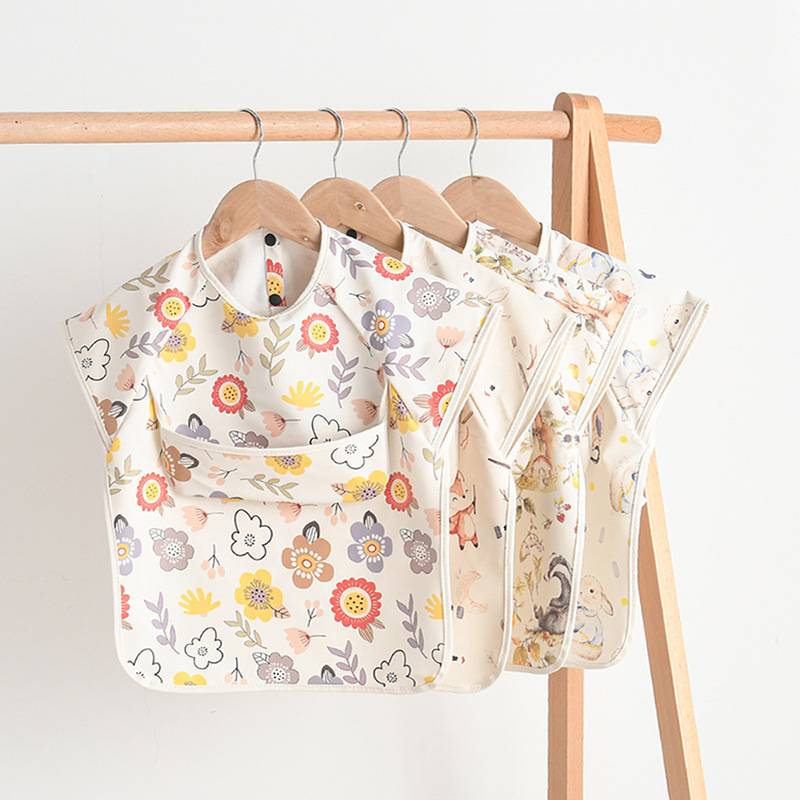 Baby Food Apron - Newborn Baby Bibs Blouse Waterproof No-sleeved