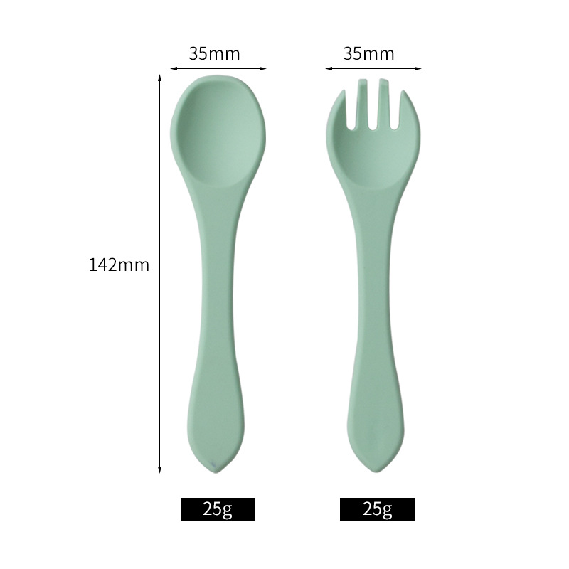 Baby Food Utensils Set - Food Grade Silicone Baby Spoon and