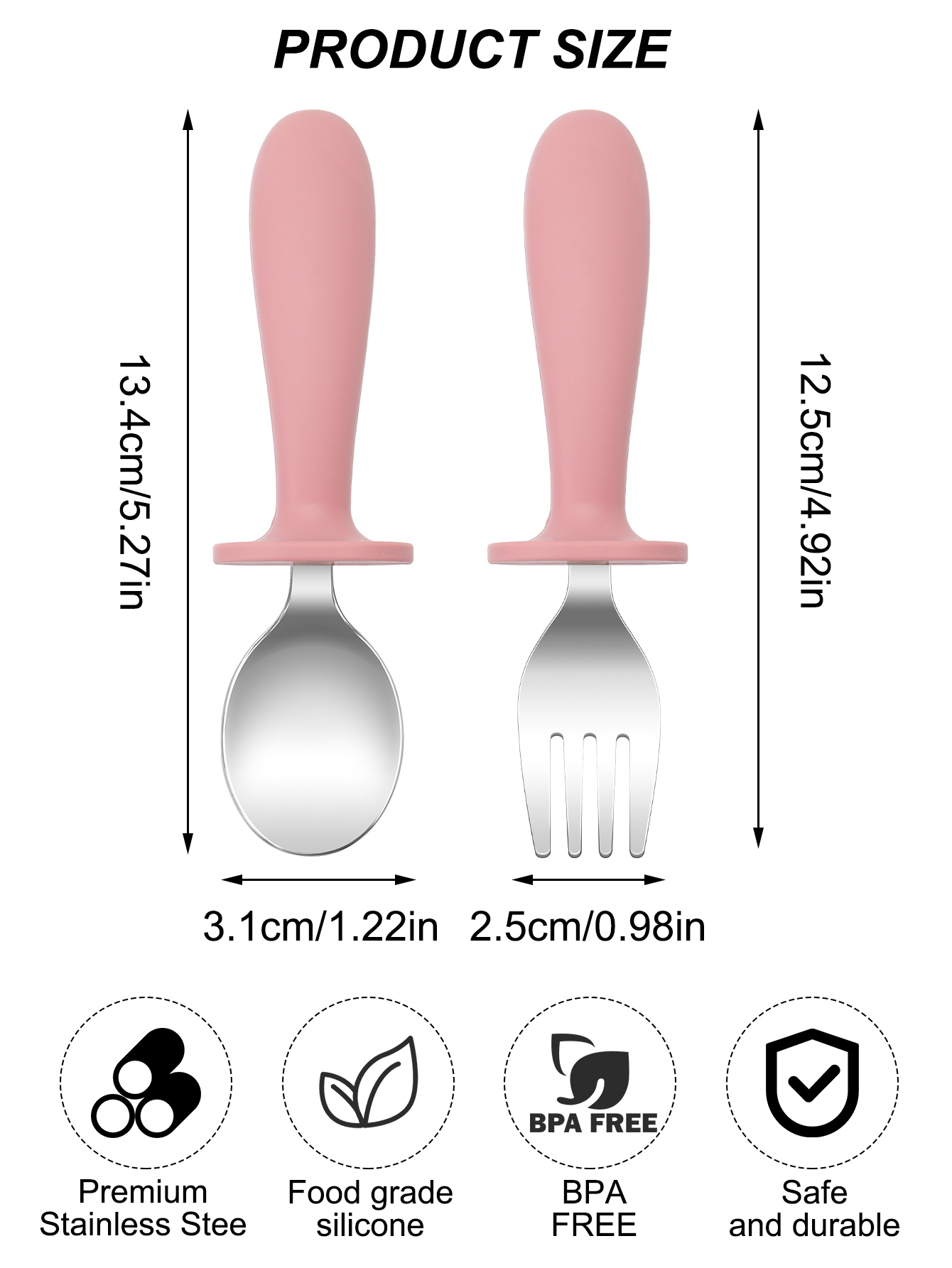 2PCS Stainless Steel Fork Spoo - Baby Food Utensils Set review and price