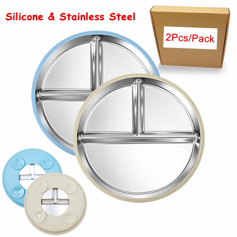 Stainless Steel Plate With Sil - Plate Suction Toddler review and price