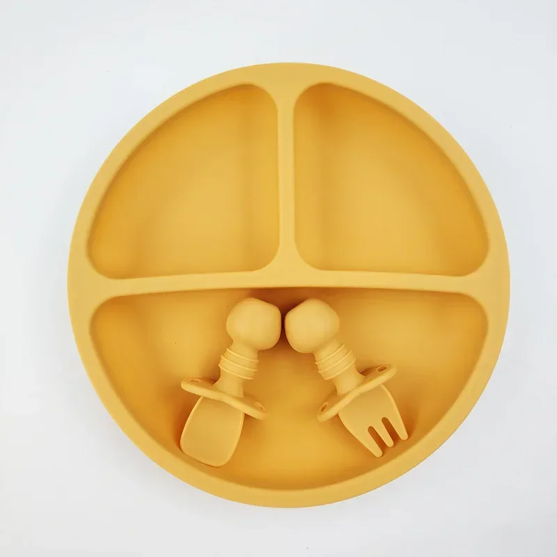 3Pcs Silicone Baby Feeding Set - Plate Suction Toddler review and price