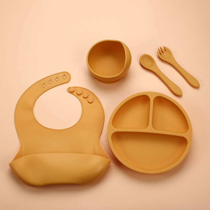 5Pcs Silicone Baby Feeding Set - Plate Suction Toddler review and price
